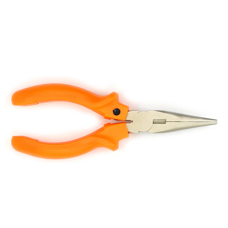 003Hardware: High quality 160mm carbon steel nickel plated PVC handle long nose plier 