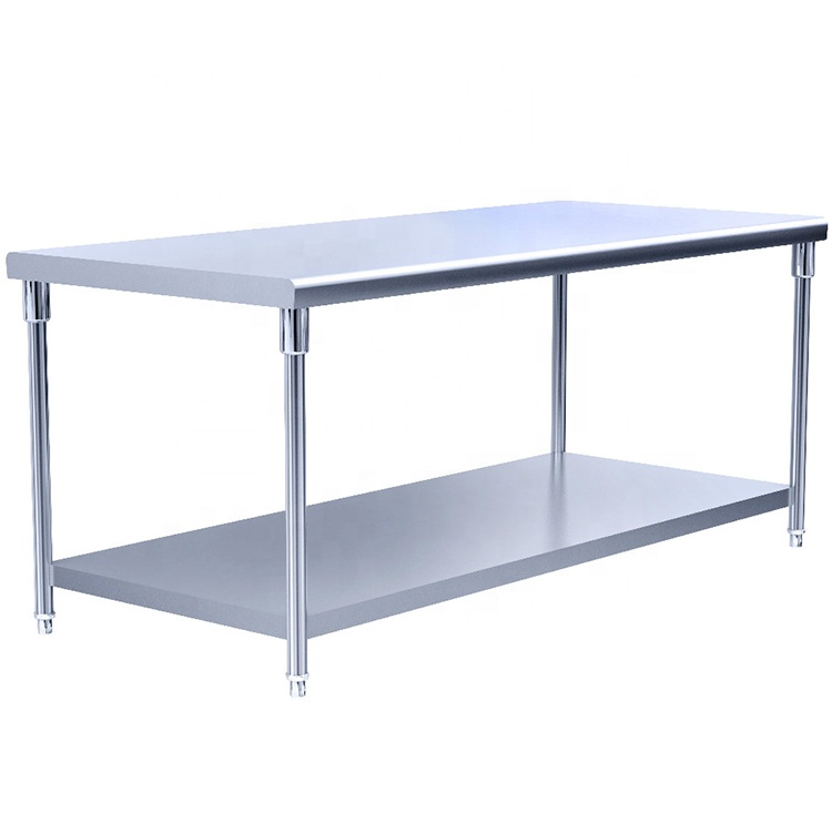 Restaurant And Catering Commercial Double Layer Kitchen Stainless Steel Work Table 