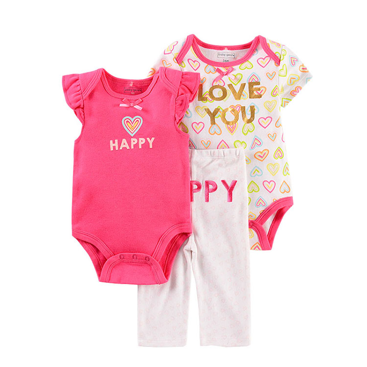 187baby:100% cotton long sleeve printing baby bodysuit set factory wholesale