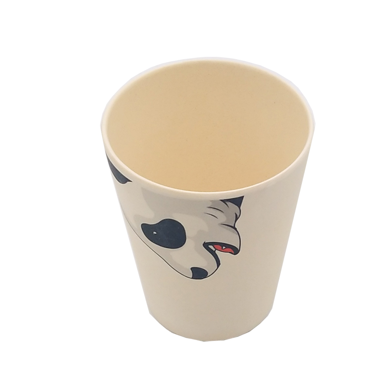 Reusable bamboo fiber customs pattern water cup with silicon lid matte color coffee mugs