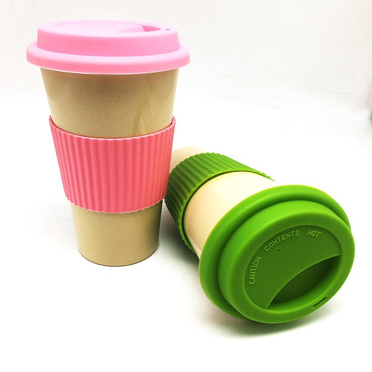 Eco bamboo fiber travel mug with silicon lid 500ML