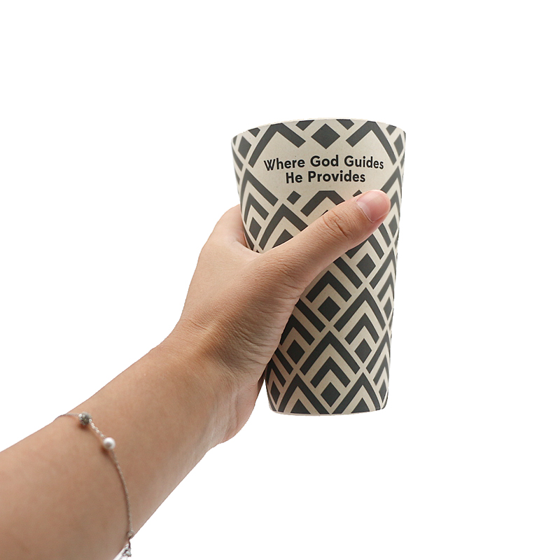 Wholesale eco friendly bamboo fiber reusable drinking cups with customized patterns