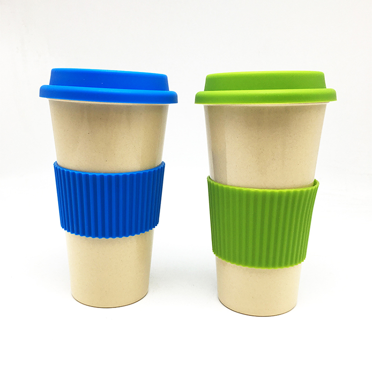 LFGB approved with customs box package 500ML eco bamboo fiber coffee cups mug
