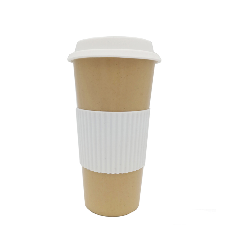 Bamboo fiber wholesale travel bamboo to go fiber reusable coffee cup custom logo disposable with lid