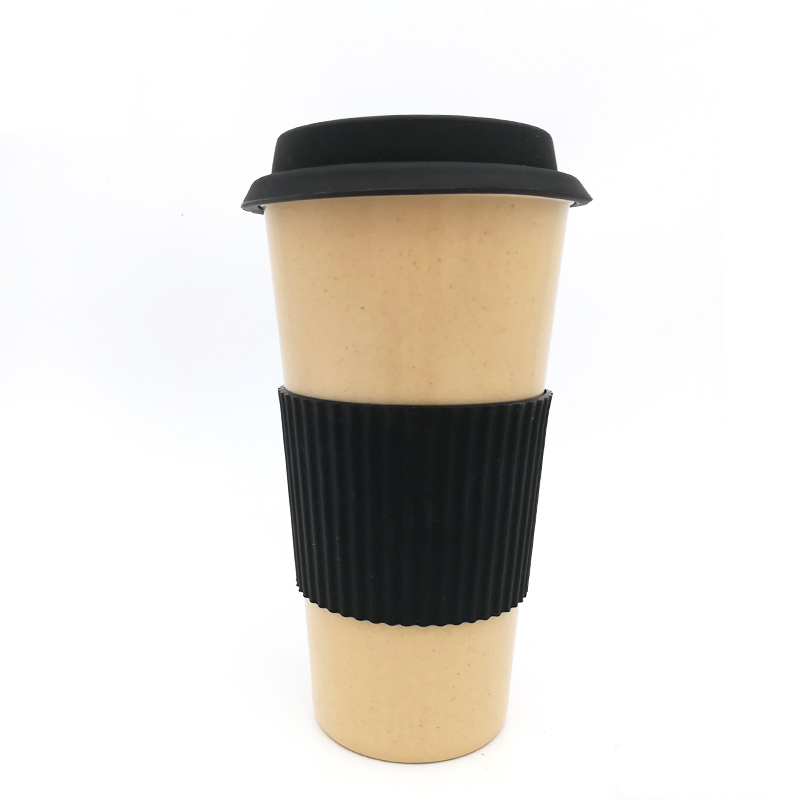 100% Compostable bamboo fiber reusable coffee mug eco cups 500ML