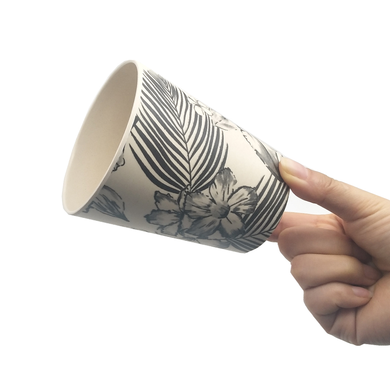 FDA reusable custom printings natural bamboo drinking mugs biodegradable milk tea small kid cup