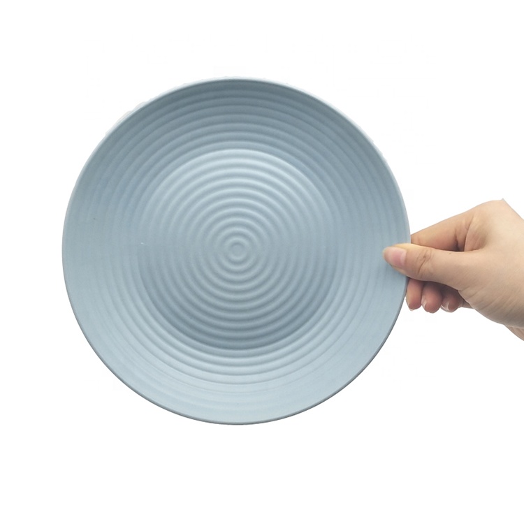 013Banboo:Manufacturers Heat-resistant Durable And Easy to Clean Blue Reusable Bamboo Plate