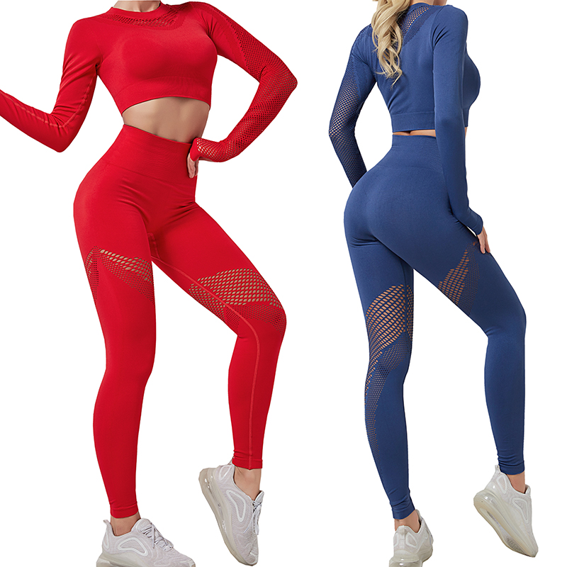 004clothes for women:Women Seamless Yoga Set Gym Clothing Fitness Leggings Cropped Shirts Sport Suit