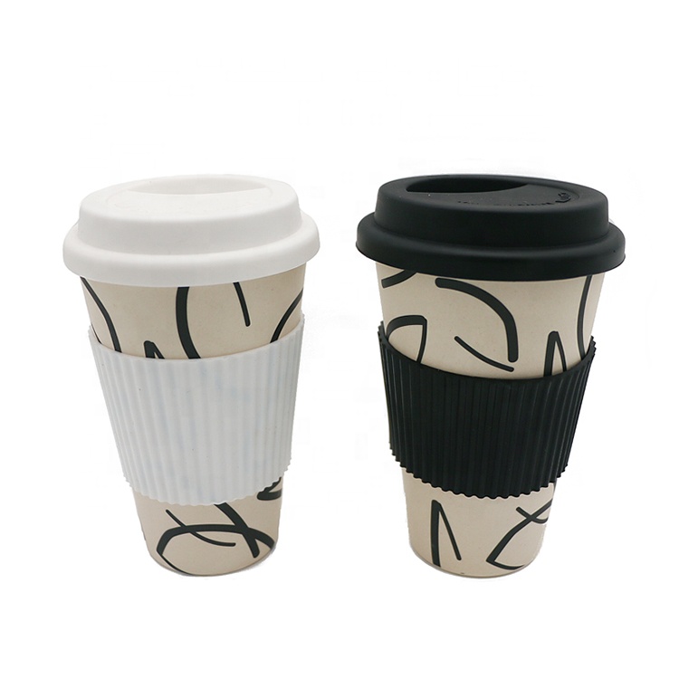 050Banboo:Biodegradable Eco Friendly Bamboo Fiber Drinking Water Mug Coffee Cup With Lid 