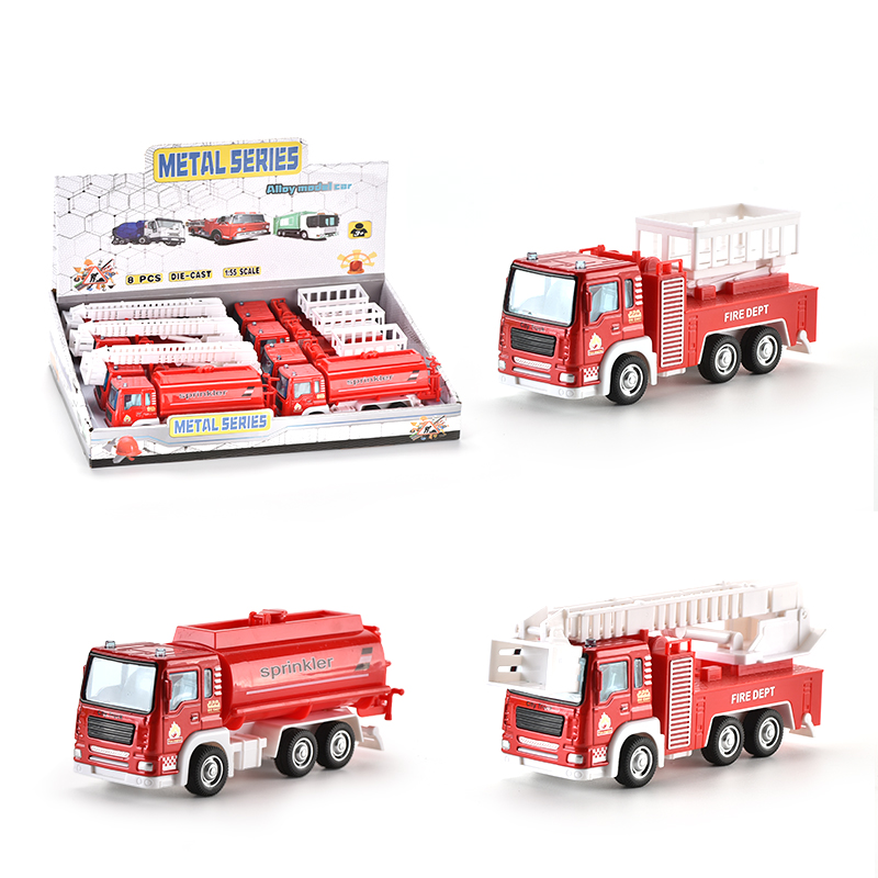 340toys New hot sale pull back alloy toy car metal fire engineering vehicle toy 