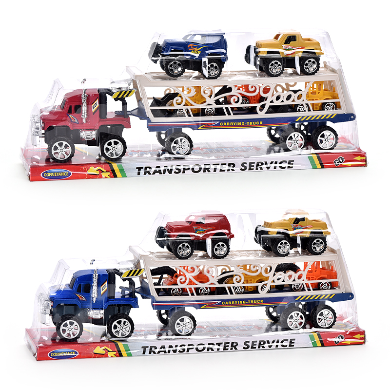 355toys New style early education cognition friction four wheel inertial trailer truck double-layer 