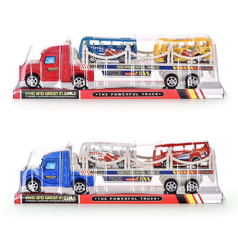 357toys New style early education cognition friction four wheel inertial trailer truck single layer 