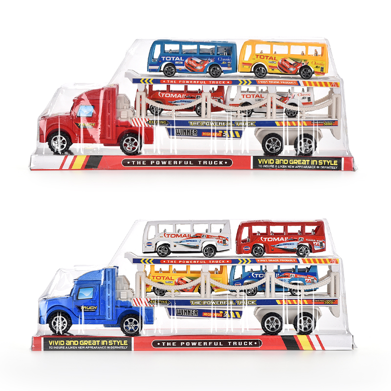 358toys New arrival early education cognition friction four wheel inertial trailer truck double-laye