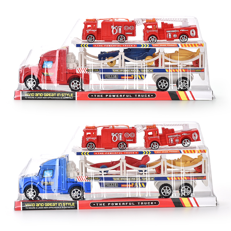 359toys Promotion early education cognition friction four wheel inertial trailer truck double-layer 