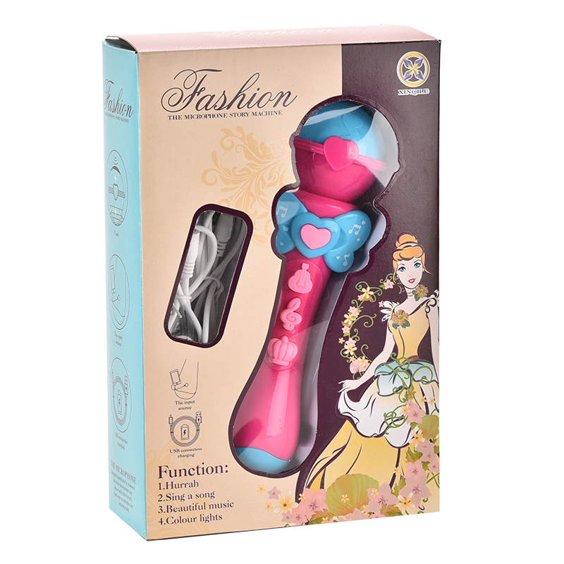 386toys New gifts of instrument princess multi-function rechargeable microphone with shinning light 