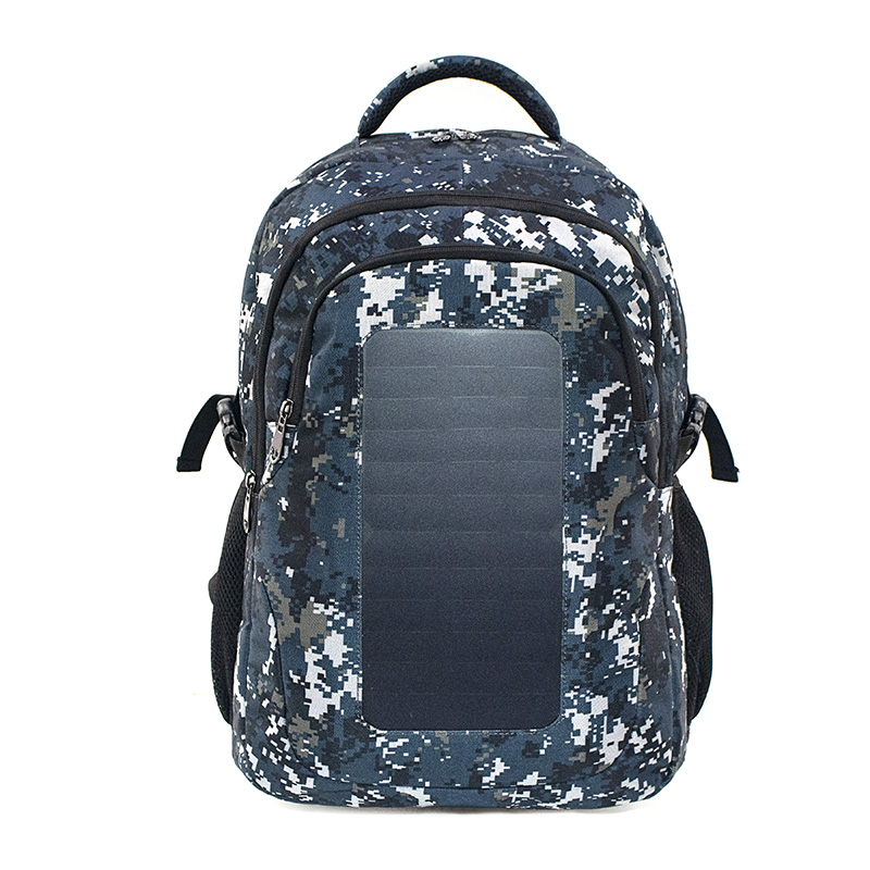 197bag:Large capacity camouflage outdoor solar panel backpack 