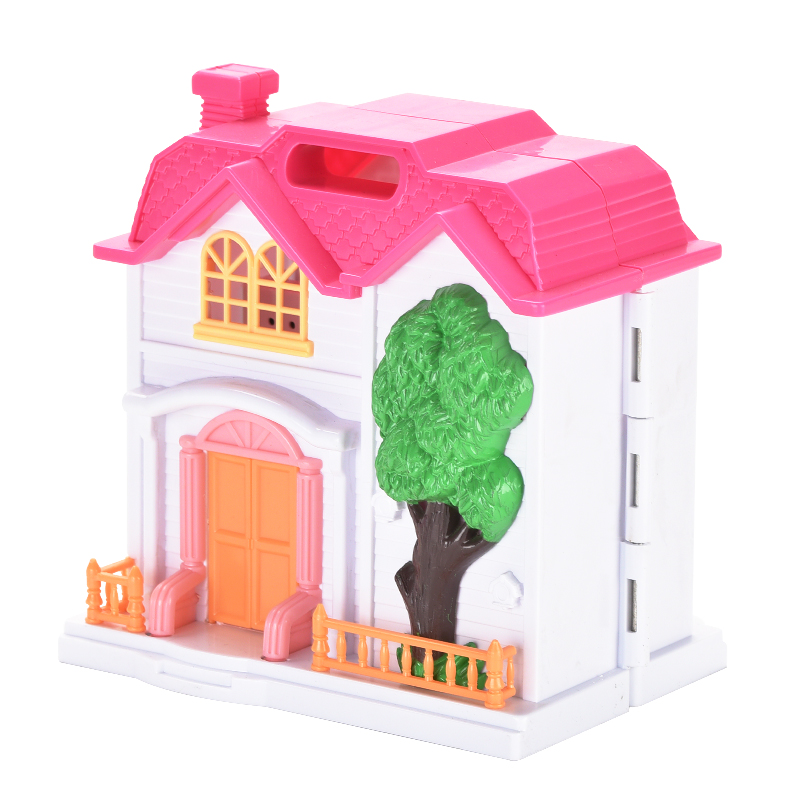 298toys New arrival plastic children play round house villa with tree lighting with boys and girls 