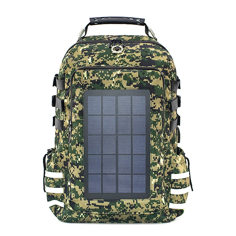 200bag:Practical Army green outdoor solar panel backpack 